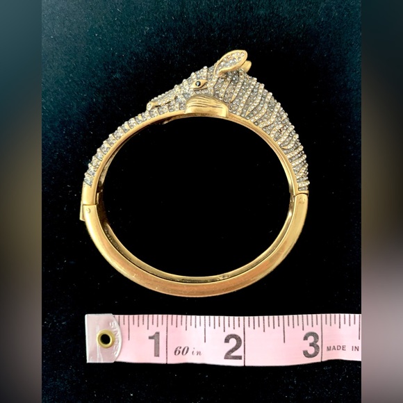 J. Crew zebra hinge bracelet. Burnished brass covered with pavé style “diamonds” - Picture 7 of 9